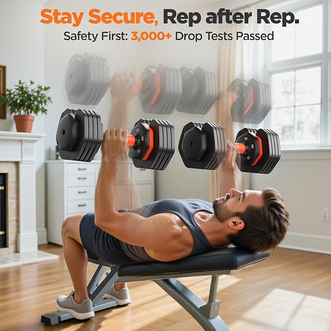 2026 FDB2 Updated Adjustable Dumbbell Set of 2, 5-in-1/10-in-1 Weights Dumbbell Set with Storage Box, 25lbs/55lbs Adjustable Weights with Anti-slip Silicone Grip, Weight Set For Home Gym Suit both Men and Women