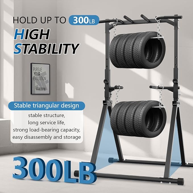 Foldable Pull Up Bar Pull Up Station,Power Tower with Triangular Structure, Multi-Functional Dip Station for Home Gym 300LB