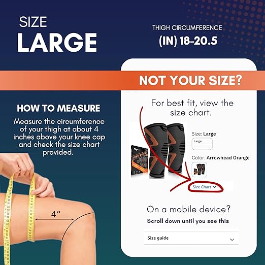 PhysFlex Knee Brace for Pain Relief - Knee Compression Sleeves for Men and Women - Support for Weightlifting, Gym, Workout, Volleyball, Arthritis (L, Black)