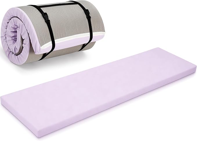 Lyrow 2 Inch 72"x24" Thick Foldable Yoga Mat with Carry Strap, Non-slip Portable Foam Gym Mat for Yoga, Pilates and Stretching