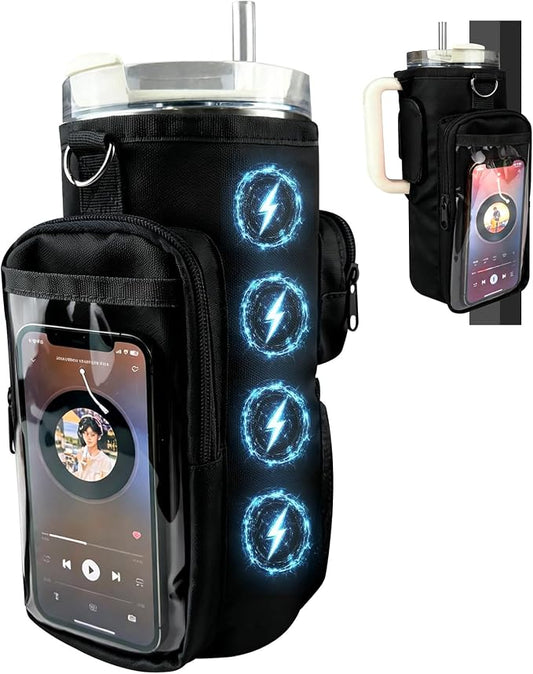 JACZZO Magnetic Gym Bag, Magnetic Water Bottle Holder for Stanley, Gym accessories, Gym Gifts for Women and Men (Black, 40 OZ)