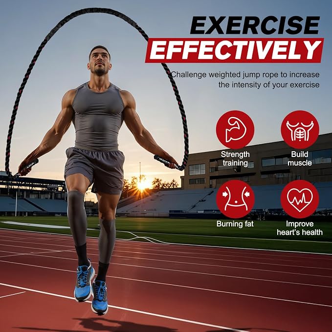 HPYGN Jump Rope, Weighted Jump Rope for Men women, 2.8lb 3.8lb 5lb Heavy Skipping Rope for Exercise, Adult Jumpropes for Home Workout, Improve Strength and Building Muscle,Total Body Workout Equipment