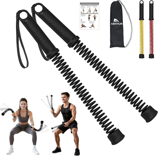 Abahub Weighted Ropeless Battle Rope, Portable Silent Cordless Battle Ropes, Space Saving Home Gym No Battle Ropes with Storage Bag, 2PCS Black - Set B