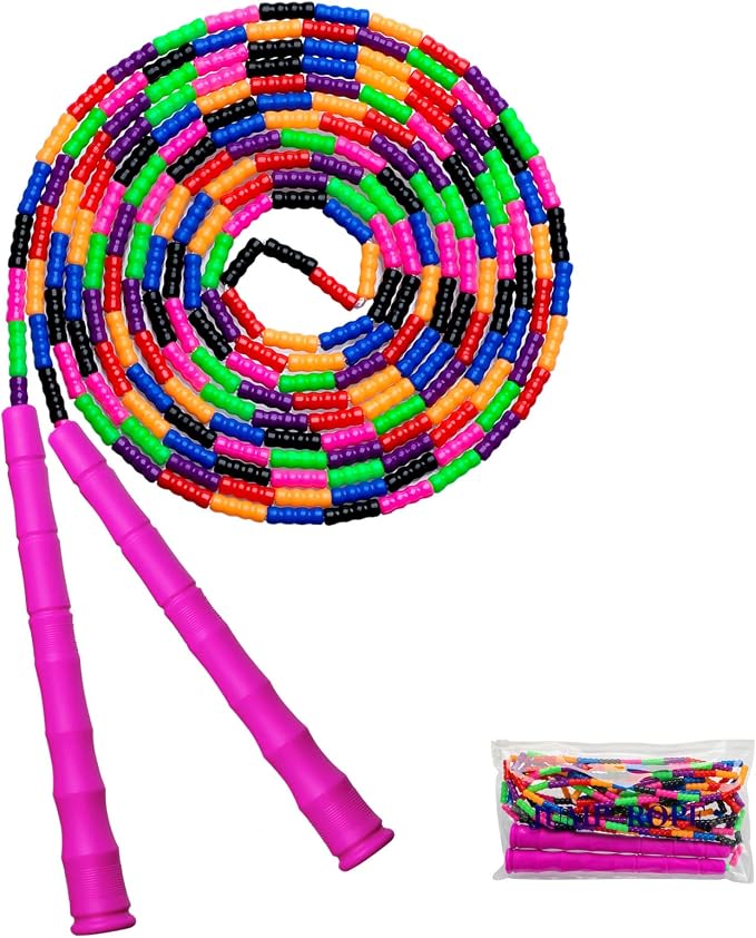 Double Dutch Jump Rope Long Jump Rope 16 FT 1 Pack/2 Pack, Adjustable Soft Beaded Diy Jump Rope for Kids Adult Long Enough for 5-6 Jumpers