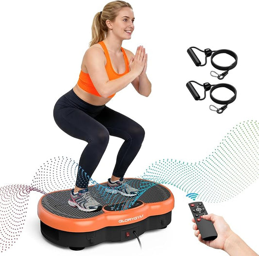 Vibration Plate Exercise Machine for Body Shaker Machine & Weight Loss, Shake Plate with Resistance Bands, 120 Speed Levels, Remote Control, Full Body Workout, Compact Home Gym Equipment