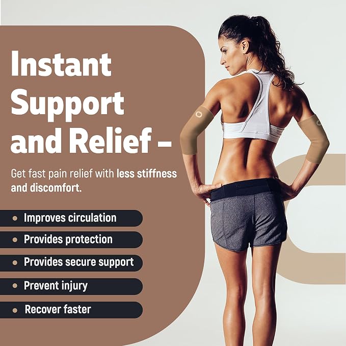 Elbow Brace for Women & Men (Pair) – Elbow Compression Sleeve for Tendonitis, Tennis Elbow & Golfers Elbow – Arm & Elbow Support for Arthritis, Bursitis, Weightlifting & Pain Relief