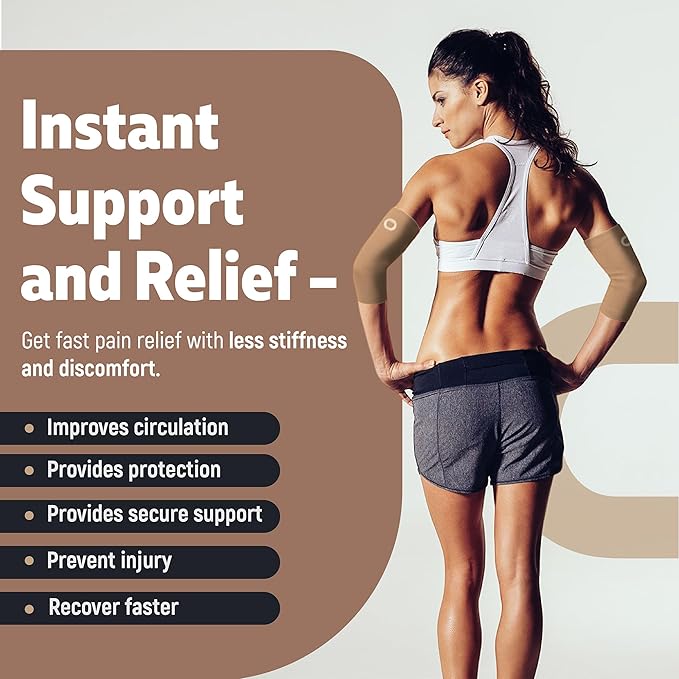 Elbow Brace for Women & Men (Pair) – Elbow Compression Sleeve for Tendonitis, Tennis Elbow & Golfers Elbow – Arm & Elbow Support for Arthritis, Bursitis, Weightlifting & Pain Relief