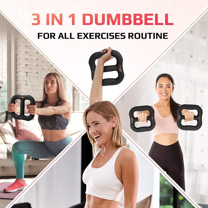 Yes4All 3-in-1 Multifunctional Neoprene Dumbbell/Multi-Usage Dumbbell with Solid Core, Ergonomic Curve,Black
