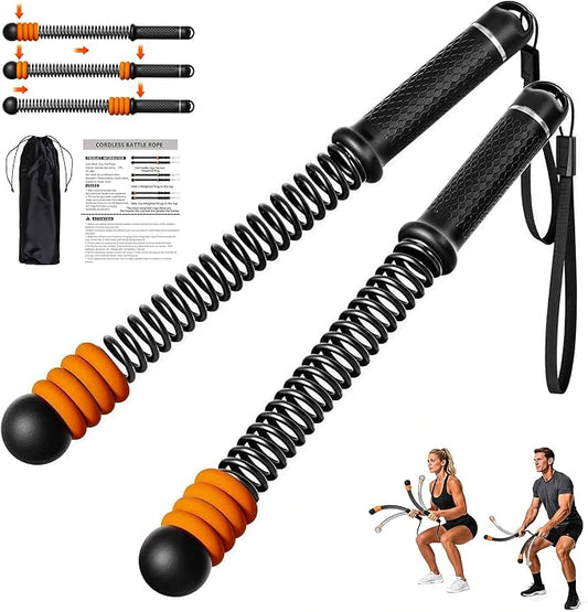 Adjustable Ropeless Battle Ropes, Portable Cordless Battle Ropes for Home Gym, Workout Equipment Exercise Rope for Low-Impact Workout, Strength & HIIT, for Men & Women (Black)