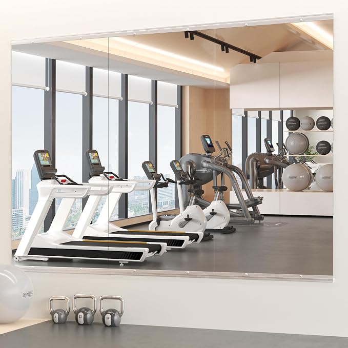 Snowdool Home Gym Mirror, 48''X24''(Each) -3PCS Full Body Mirror for Yoga, Garage, Dance Studio, Anti-Rust, Tempered Glass,Frameless Mirrors, Wall-Mounted Large Workout Mirrors