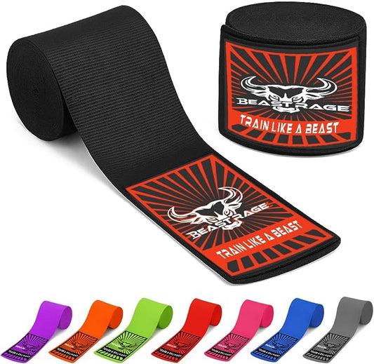 BEAST RAGE Boxing Hand Wraps for MMA Kickboxing Wrist Wraps Professional Adult 180" Semi-Elastic Martial Arts Inner Gloves Heavy Bag Handwraps Muay Thai Thumb Straps