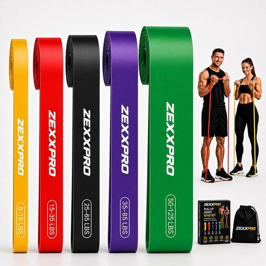 Resistance Bands Set, Pull Up Assistance Bands, Natural Latex Pull Up Bands for Strength Training, Exercise, Stretching, Home Gym, Physical Therapy, Workout Equipment, 5 Pack