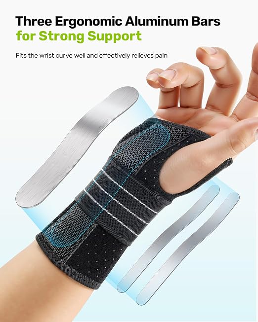 Rakiie 2 Pack Carpal Tunnel Wrist Braces, Adjustable Wrist Support Splint for Night Sleep & Daytime Working, Hand Braces Pain Relief for Arthritis, Typing, Pregnancy, Men Women (Purple, M)