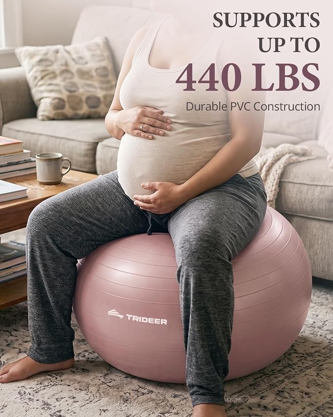 Trideer Exercise Ball, Stability Yoga Ball for Physical Therapy, Active Sitting, Pregnancy & Birth Labor Prep, Core Strength, Balance Training, Posture Improvement and Daily Stretching, 55/65/75cm