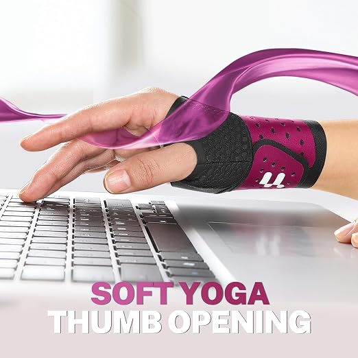 Ultra Thin Carpal Tunnel Wrist Brace with Soft Thumb Design (Not for Thumb Pain), Ajustable Compression Wrist Wraps with Mobility for Sports Work Typing Sleeping, Tendonitis, Arthritis Ulnar Pain | Invisible Support while Working, Yoga Fabric, Soft Thu...