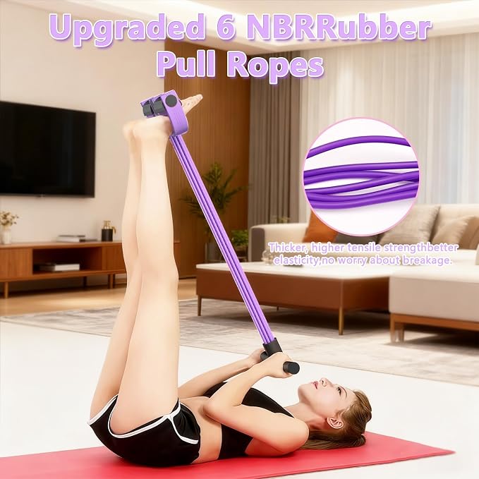 6-Tube Pedal Resistance Band for Women,Fixed High Resistance Foot Pedal Exerciser,Anti-Snap Home Gym Workout Equipment for Abdomen,Waist,Arm,Leg,Glutes,Full Body Toning & Strength Training