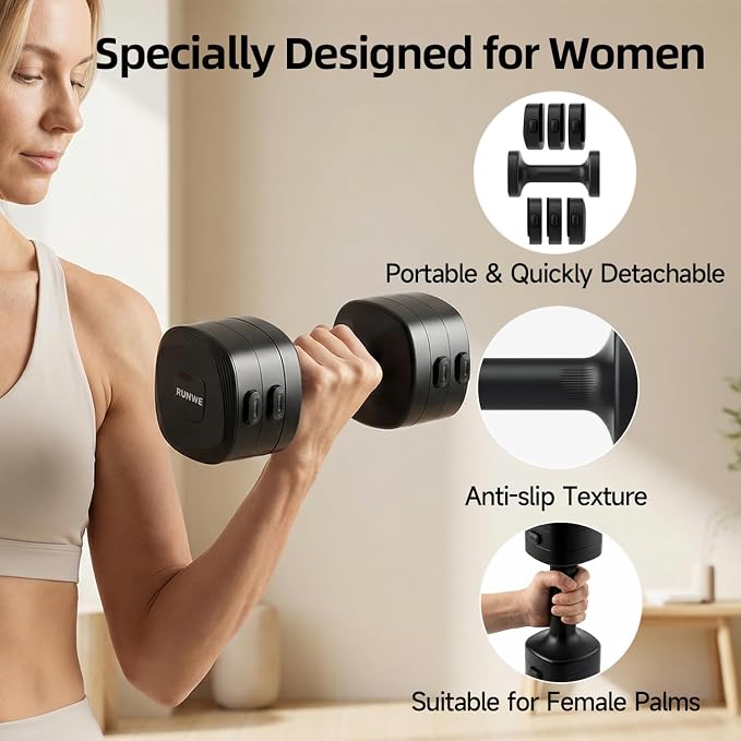 Lightweight Adjustable Dumbbell Kettlebell Set - 4 in 1 Free Weight Set with Kettlebell Grip Converter, Each 2.2 3.3 4.4 5.5lb Quick Change Weight Women Dumbbell Set for Small Spaces Home Gym
