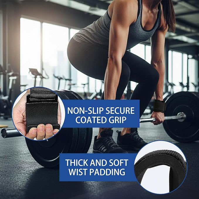 Weight Lifting Hooks (Pair) - Heavy Duty Lifting Wrist Straps, Hand Grip Support for Deadlifts, Pull Ups, Shrugs, Weightlifting Hooks Gym Gloves for Men and Women