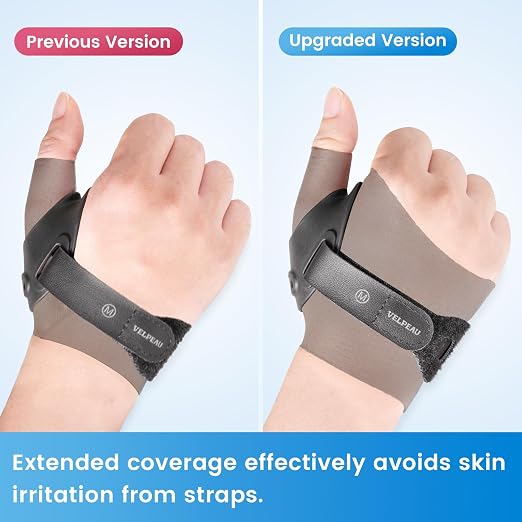 VELPEAU Elastic Thumb Wrist Support Brace (Pack of 2), Splashproof Compression Sleeve for Arthritis Pain, Tendonitis, Sprains, Sports, Splint Liner, Fits Left & Right Hands (Upgraded Short Version - Black, Small)