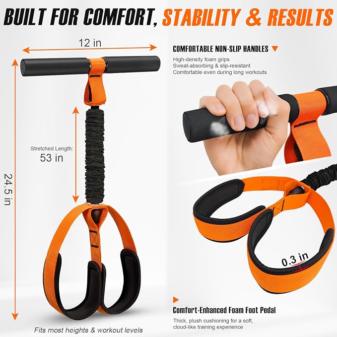 Upgraded Durable Pedal Resistance Band with Handle and Figure 8 Resistance Band Set, Stretch Bands for Exercise, Full Body Workout Equipment for Core Abs Waist Arms Back Stretching Training