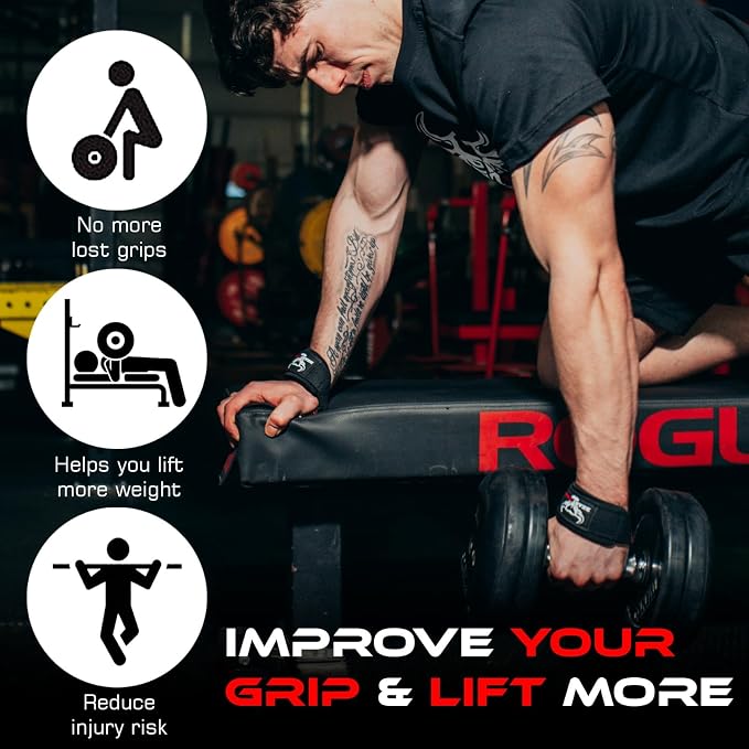 BEAST RAGE Lifting Wrist Straps for Weightlifting, Straps Gym Grip Power Workouts Lifting Straps Padded Neoprene & Premium Cotton Men Women, Deadlift Bodybuilding Exercise Lifting Straps