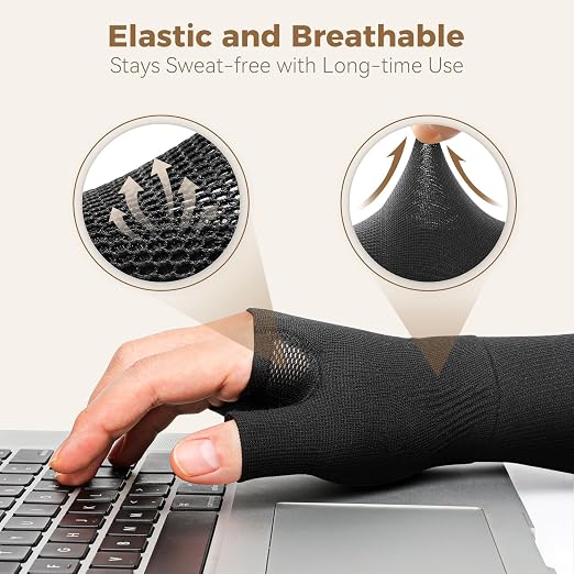 Thumb Compression Sleeves（1 Pair）, CMC Thumb Brace Support for Arthritis, Tendonitis & Sprain, Lightweight Thumb Hand Wrist Brace for Left & Right Hand - M size