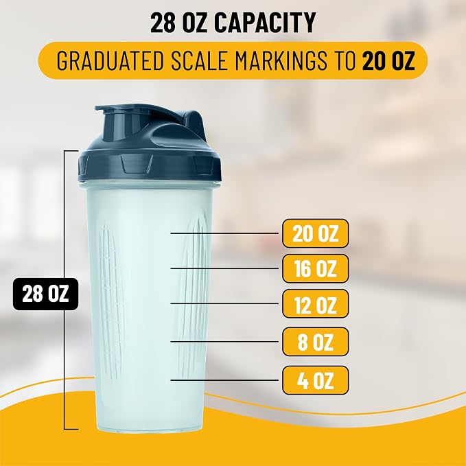 Mr. Pen- Shaker Bottles for Protein Mixes, 28 oz | Leak Proof Shaker Cups with Stainless Steel Wire Whisk Ball for Protein Shakes and Pre Workout, Fathers Day Gift