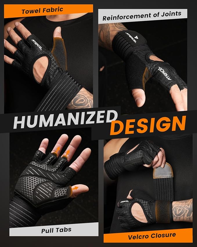 ATERCEL Gym Gloves for Men with Wrist Support, for Workout Weight Lifting | High-Elastic & Breathable | For Men & Women | Exercise & Fitness Ready