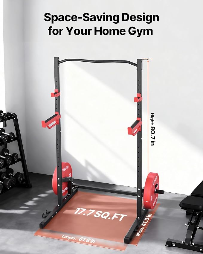 VEVOR Power Cage Squat Rack, Multifunctional Squat Rack for Home Gym, Workout Strength Training Equipment for Bench Press Squats Pull-Up