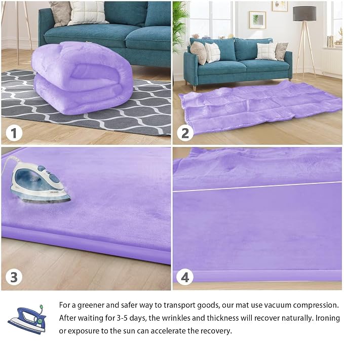 Baby Play Mat for Floor Nursery Muscle Mat Area Rug Playroom Rug 71x79" Elastic Foam 1.3" Thick Crawling Mat for Babies,Toddlers, Infants (Lavender)