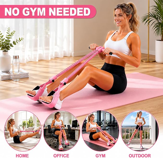 Pedal Resistance Bands with Handles, Separated 8-Tube Multifunction Exercise Bands, Yoga Tension Rope, Natural Rubber Elastic Equipment for Abdomen, Waist, Arm, Leg Stretching