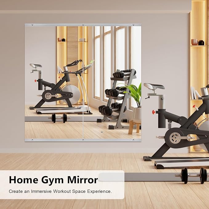 Home Gym Mirror,2 Pack Large 63x23.6 Inch Frameless Tempered Glass Wall Mirror, Full Body Workout and Decorative Mirrors for Home Gym, Yoga, Dance Studio, Garage, Exercise Room