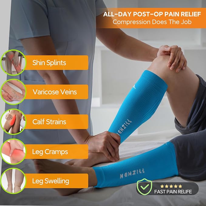 NEWZILL Compression Calf Sleeves (20-30mmHg) for Men & Women Perfect Option to Compression Socks for Running Travel Nursing