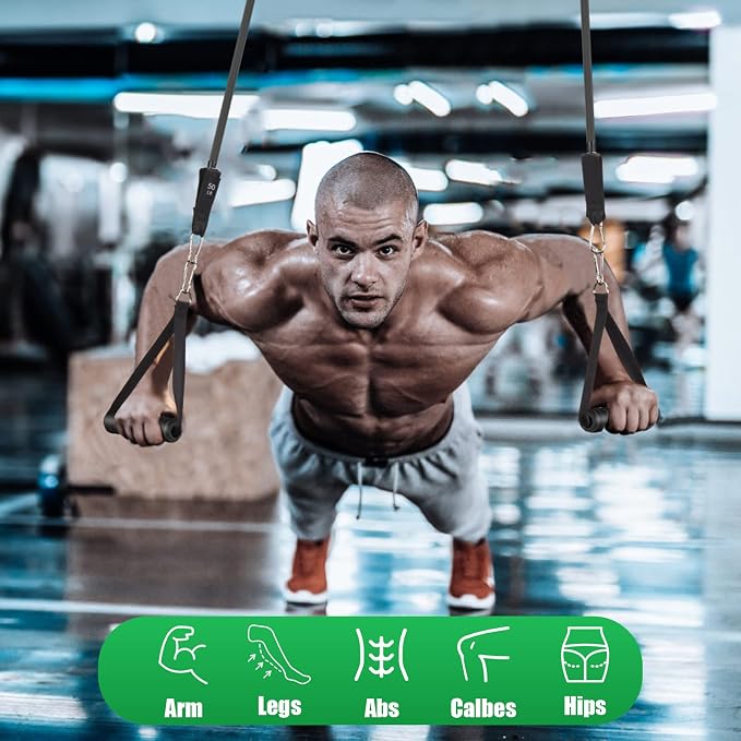 WIKDAY Exercise Resistance Bands with Handles for Working Out Workout Bands Set with Door Anchor for Physical Therapy, Yoga, Pilates