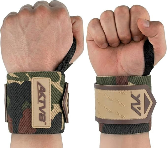 AKTV8 Wrist Wraps for Weightlifting, 18"&24" Heavy Duty Stiff Wrist Support | 3inch Wide Firm Elastic, Reinforced Thumb Loop, Built for Heavy Bench Press, Overhead Press, Powerlifting & Strength Training