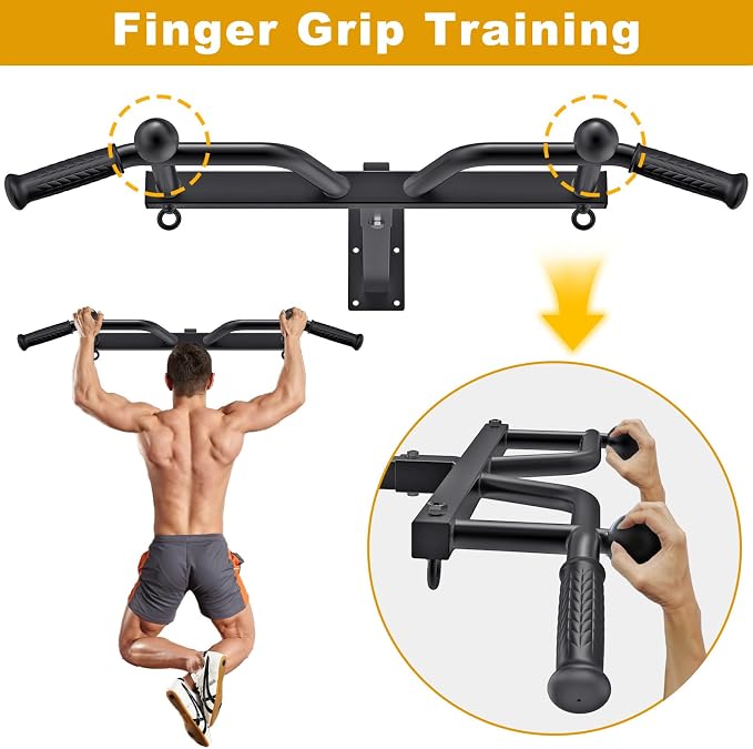 Kipika 48" Ceiling Mounted Pull Up Bar, Heavy Duty Multi-Grip Chin Up Bar,Mounted Pullup Bar, Adjustable Height, Pull Up Bands for Chin Ups & Body Stretching, Ideal for Home Gym and Strength Training