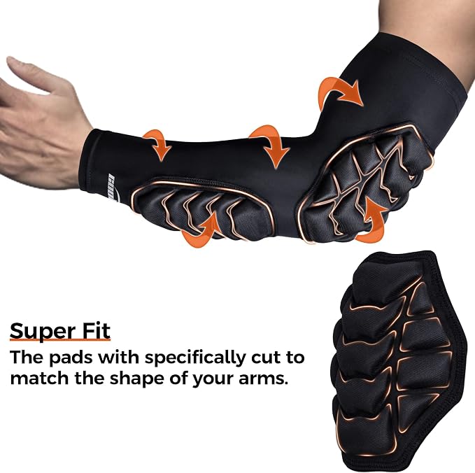 COOLOMG Football Arm Pads Padded Forearm Elbow Sleeves | Padded Compression Arm Sleeves for Football Basketball Volleyball 1 Pair