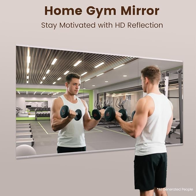 LOAAO Gym Mirror 47.24"x27.56", 3 PCS, Tempered Glass | Flexible Combination, For Home Gym, Dance Studio, Yoga Room, Garage Gym