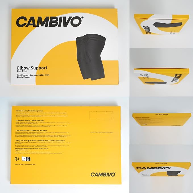 CAMBIVO 2 Pack Elbow Brace Compression Sleeve, Tennis & Golfer's Elbow | Breathable 3D Knit, Moisture-Wicking, No Straps or Velcro, Epicondylitis, Tendonitis & Arthritis Relief, All-Day Wear