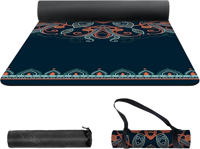 nuveti Yoga Mat Print Extra Thick TPE Non Slip Fitness Exercise Mat with Carrying Bag,72"x24" Extra Thick 6MM Exercise & Workout Mat for Yoga, Pilates Fitness and Floor Exercises