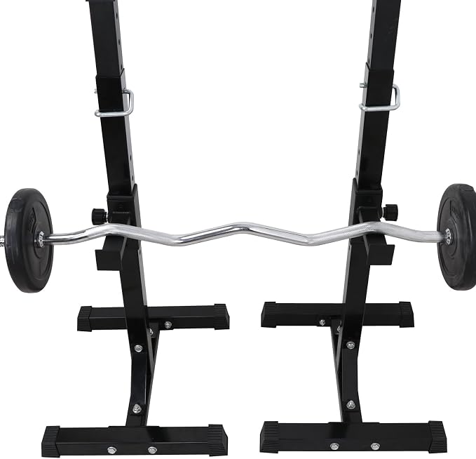 Pair of Adjustable Squat Rack 40inch-66inch Barbell Bracket Solid Steel Free Press Bench, Home Gym Portable Dumbbell Racks Stands, Family Sports Fitness Equipment,Black