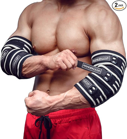 MANUEKLEAR Elbow Sleeves for Weightlifting, Adjustable Elbow Wraps for Weightlifting (XL(12.5"-14.5"))