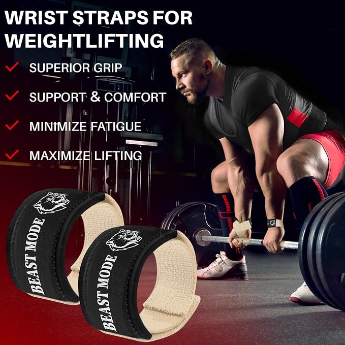 TECEUM Neoprene Padded Cotton Lifting Straps for Weightlifting, 1 Pair
