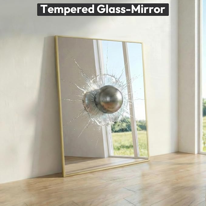 30" x 40" Gold Wall Mirror, 40" x 30" Metal Framed Accent Decor, Transitional Rectangular Mirror for Mantle & Bathroom Vanity