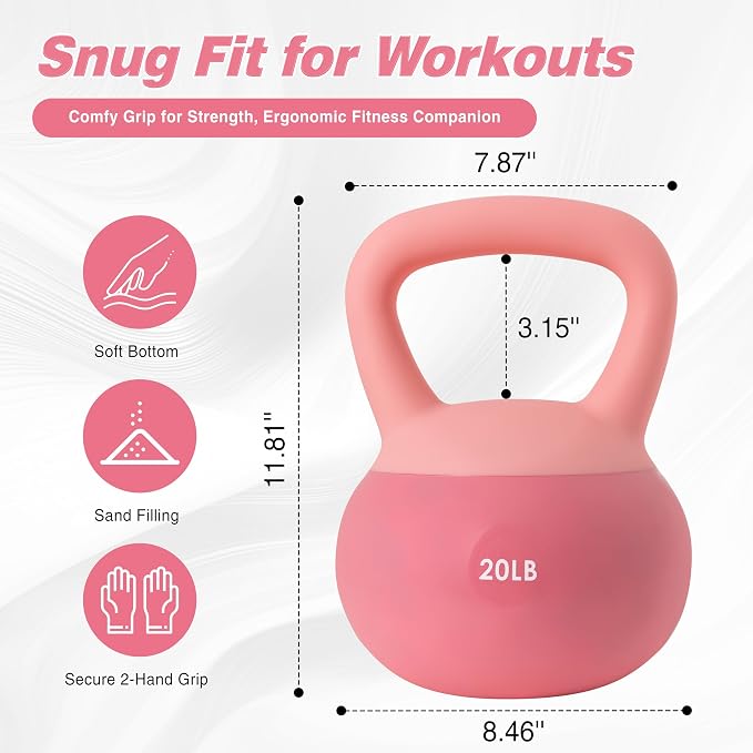 ALTLER Soft Kettlebell 10-50LBS Safe Strength Training Kettlebell Anti-Slip Grip Weight for Home Workouts and Men/Women/Beginners