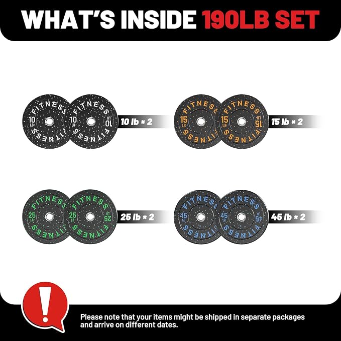 2" Bumper Plates Set Olympic Weight Plates for Barbell Strength Training | Papababe 2Inch Weights Plates Set, Floor Protective Plates, 20-600lbs Rubber Bumper Plates for Weightlifting, Bench Press