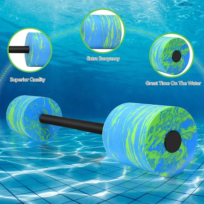 29.3’’Aquatic Exercise Equipment Swim Barbell High Density EVA Foam Pool Swim Dumbbell with Water Exercise Discs Aquatic Fitness Equipment for Adults