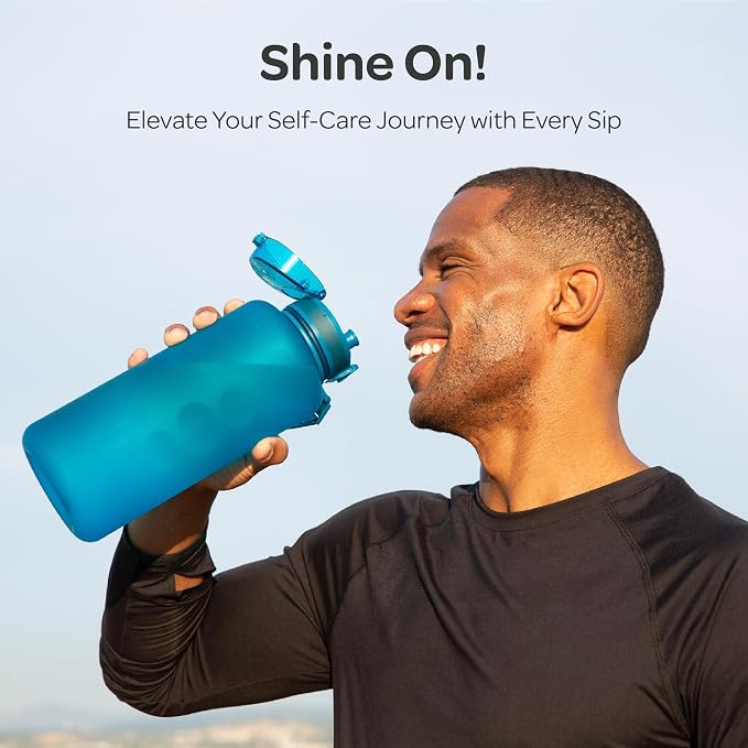 Hydracy Motivational Water Bottle with Time Marker & Fruit Infuser 64 oz | BPA-Free Tritan, Leakproof Flip-Top Lid,No-Sweat Sleeve,Carry Strap,Daily Intake Tracking for Gym,Sports,Outdoors