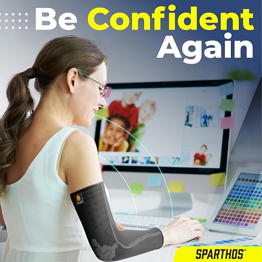 Sparthos Compression Sleeve for Arm - Arm Sleeve for Women, Men - Black-XS