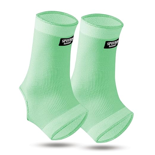 SPOTBRACE Ankle Brace Compression Sleeve, Ankle Support For Women Men 2Pack | Elastic, Open Heel, Green, Breathable, Thin, Soft, Foot Compression Sock Wrap for Swelling, Plantar Fasciitis, Sprain, Size S